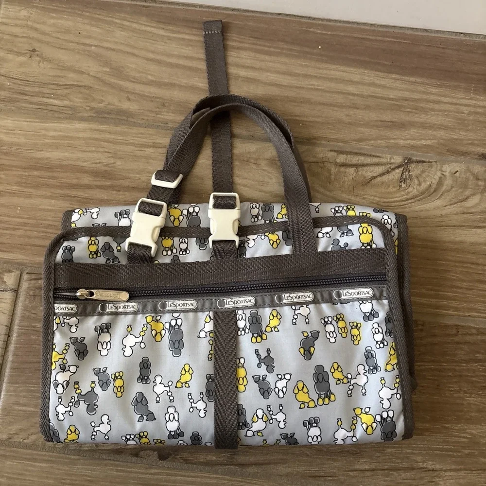 Le Sportsac Poodle Dog Gray Shower Bath Cosmetic Bag